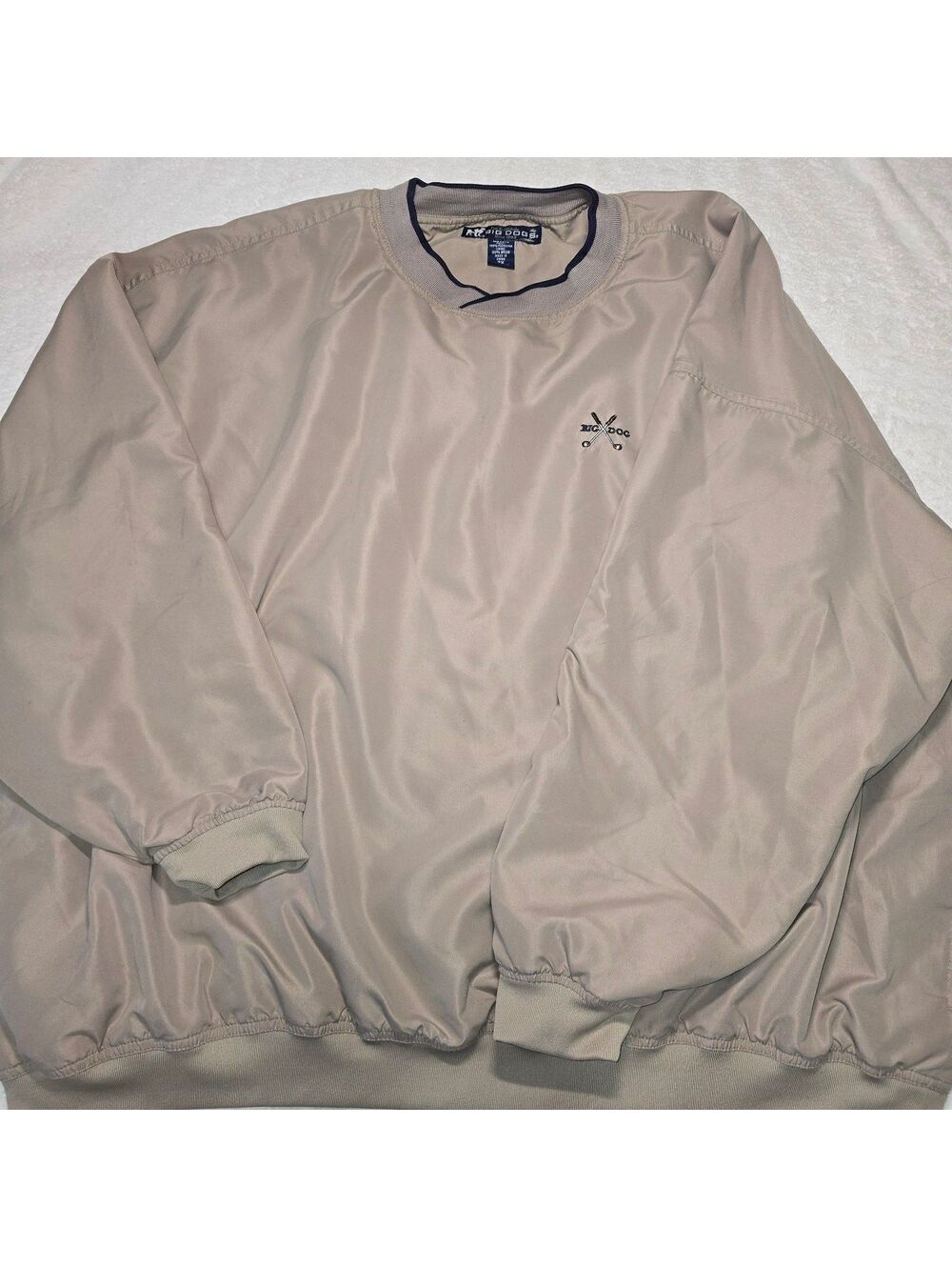 Vintage 90s Big Dogs Golf Pullover Windshirt Jacket Beige Tan Men's Size L Y2K